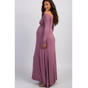 PinkBlush mauve off the shoulder long sleeve maxi
